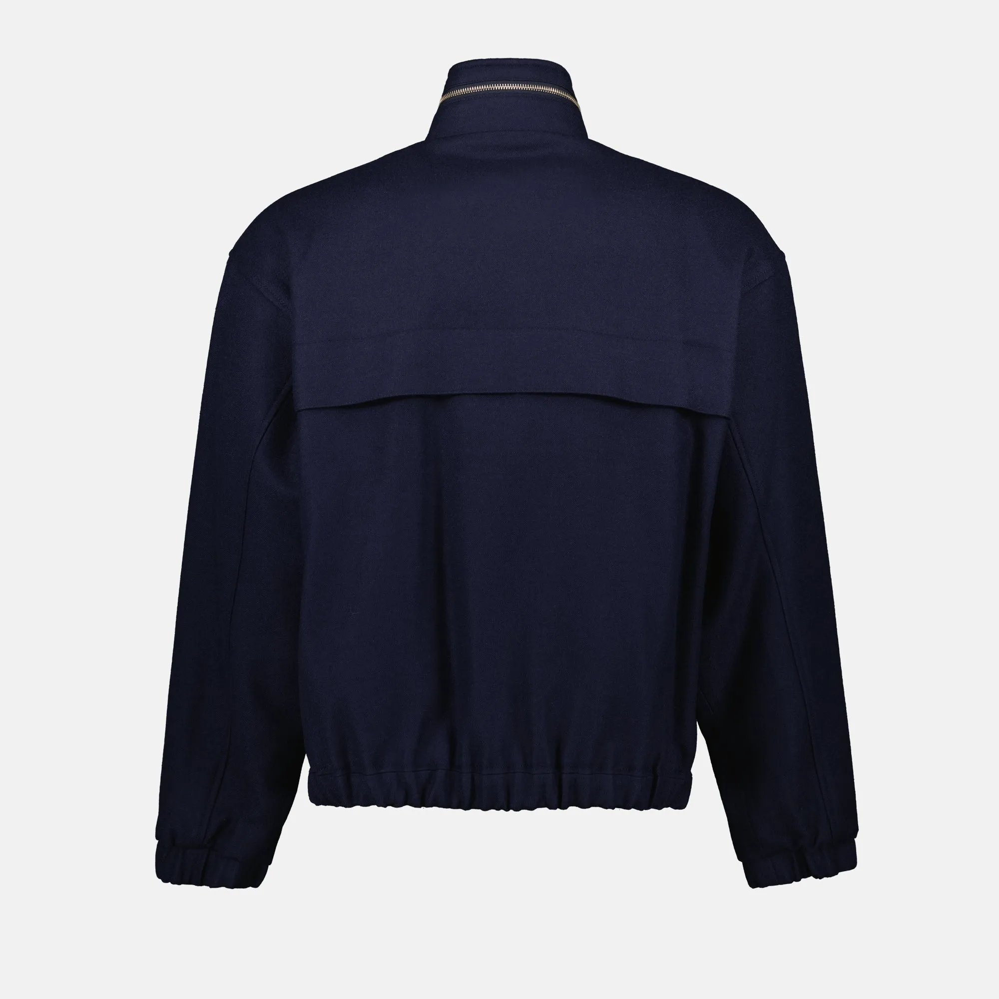 Navy Windbreaker with High Collar