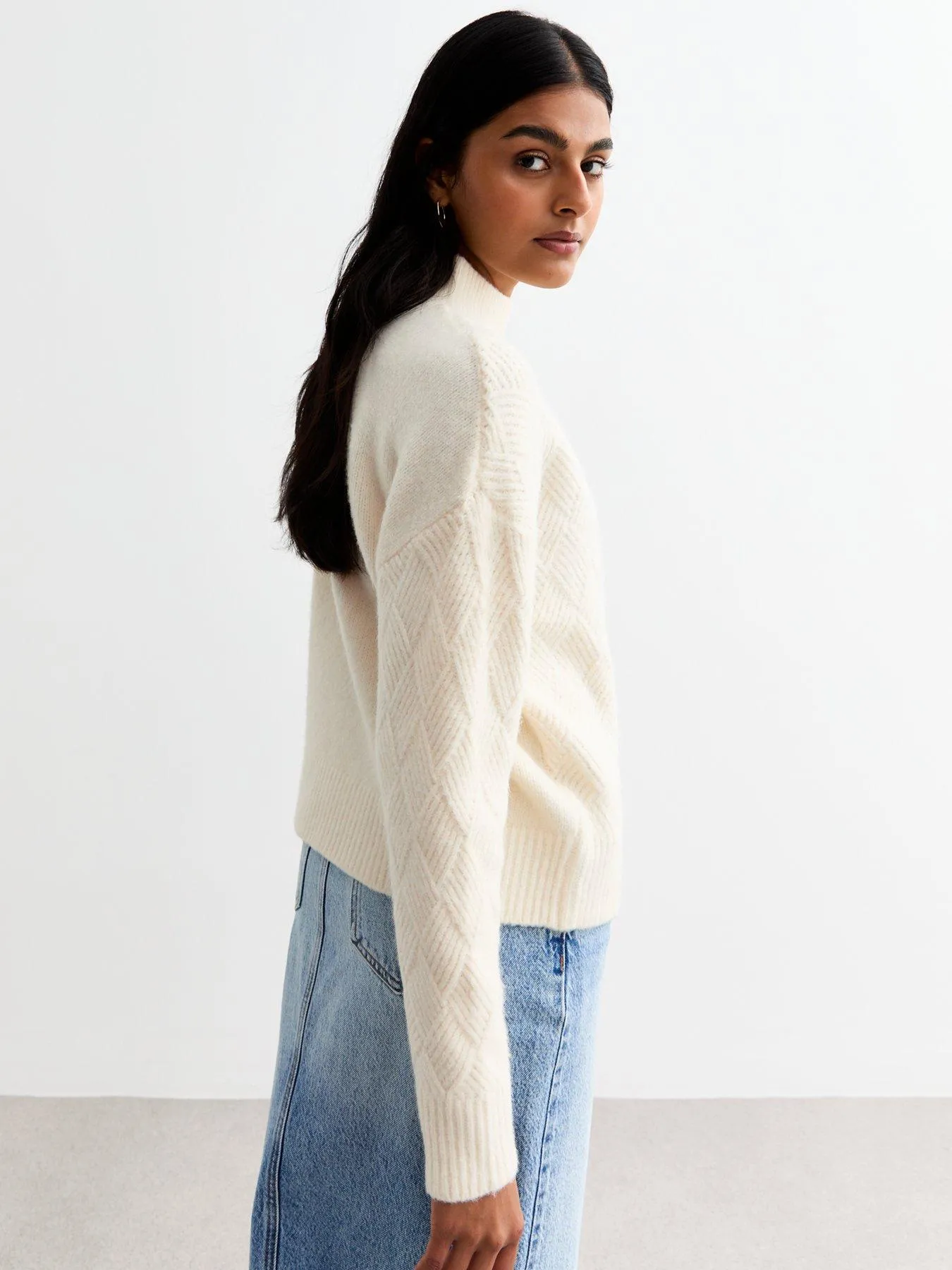 New Look Off White Blanket Stitch Knit Jumper