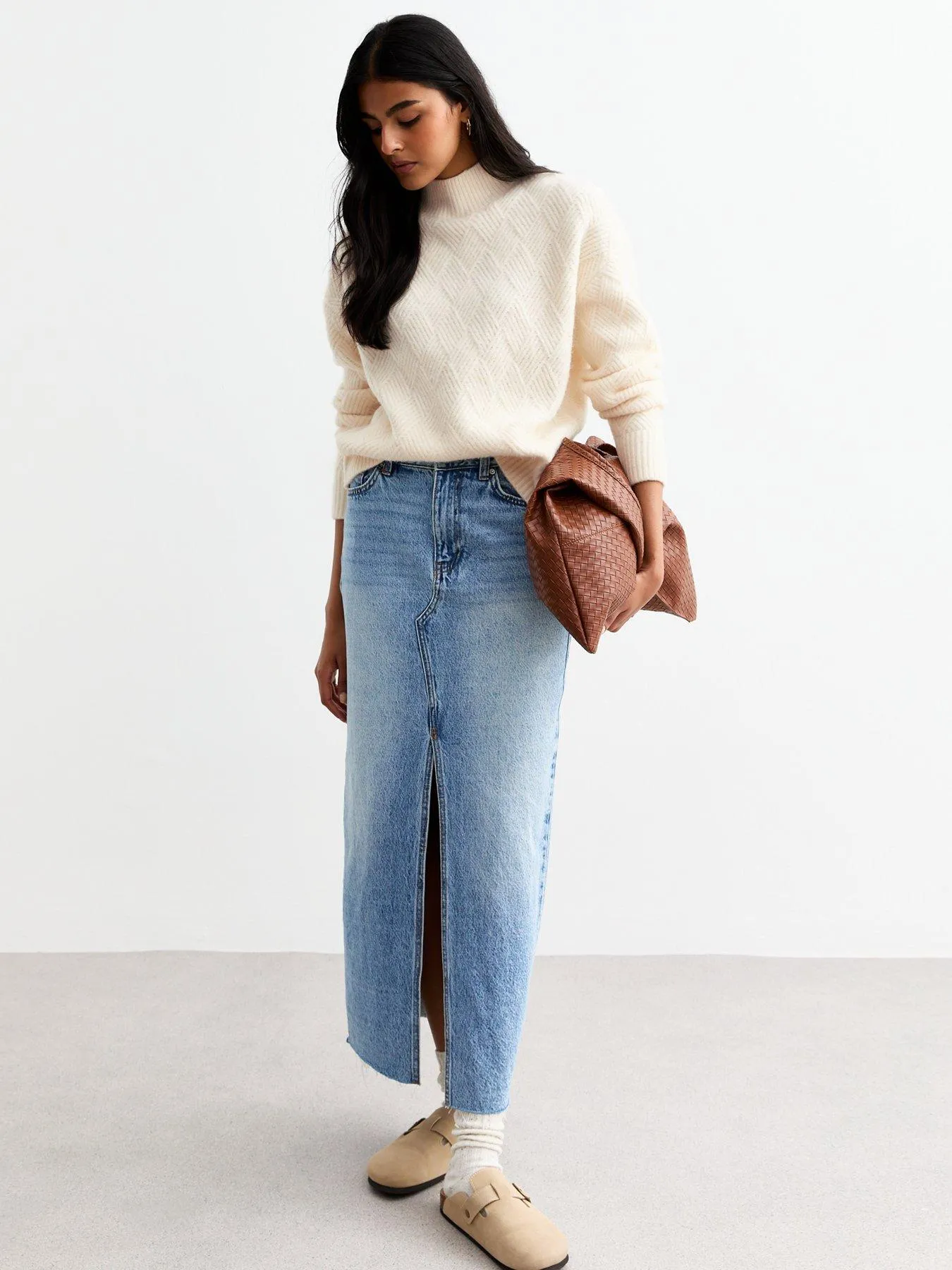 New Look Off White Blanket Stitch Knit Jumper