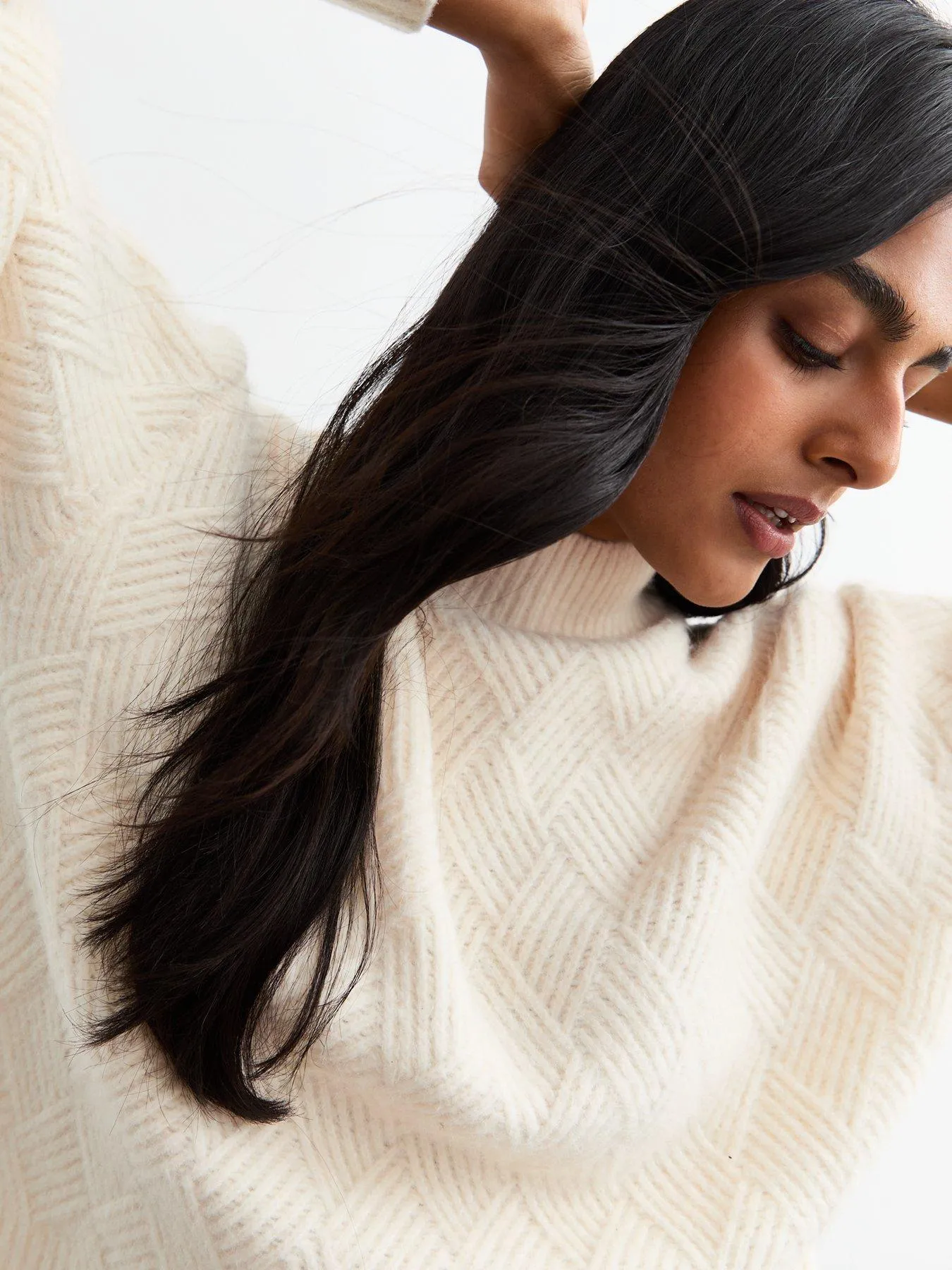 New Look Off White Blanket Stitch Knit Jumper