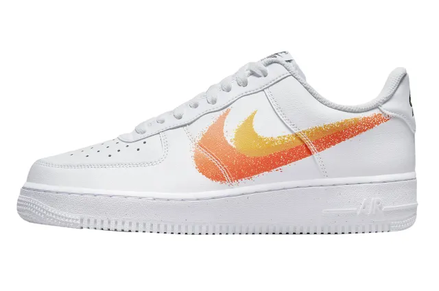 NIKE AIR FORCE 1 LOW SPRAY PAINT SWOOSH WHITE ORANGE