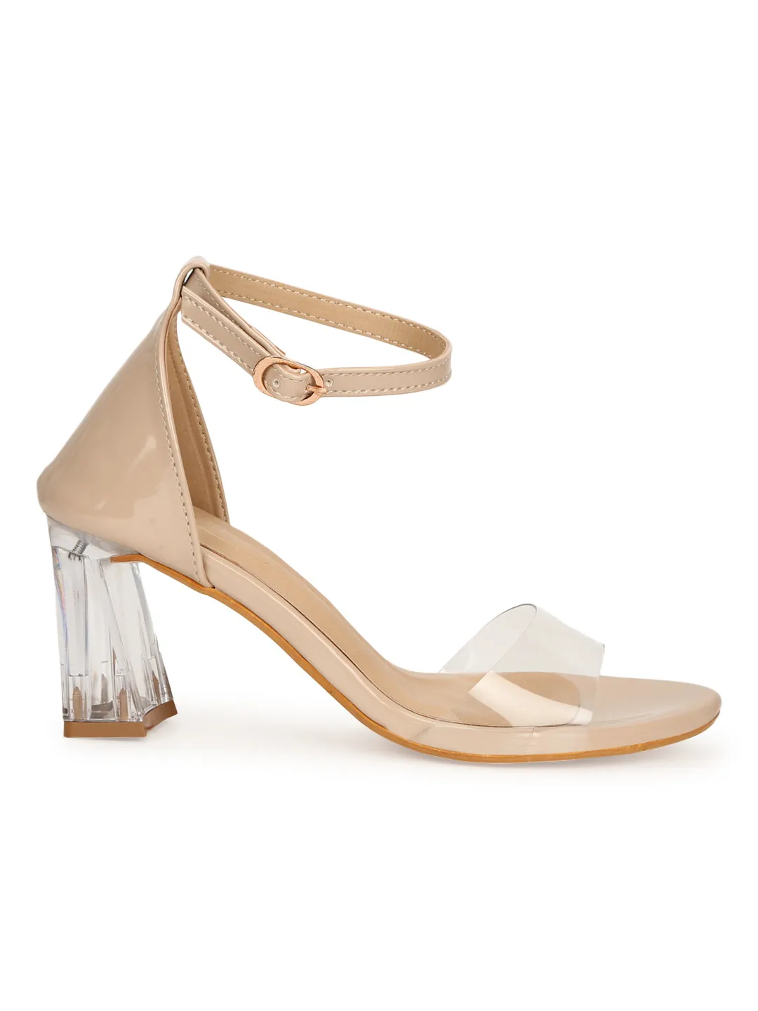 Nude Patent Perspex Clear Slim Block Sandals (TC-SLC-A2-NUD)