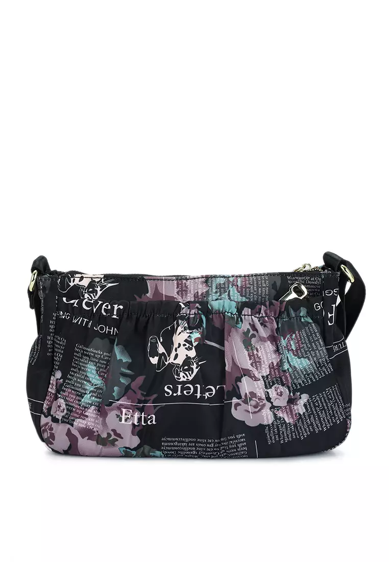 NUVEAU Pleated Printed Nylon Sling Bag