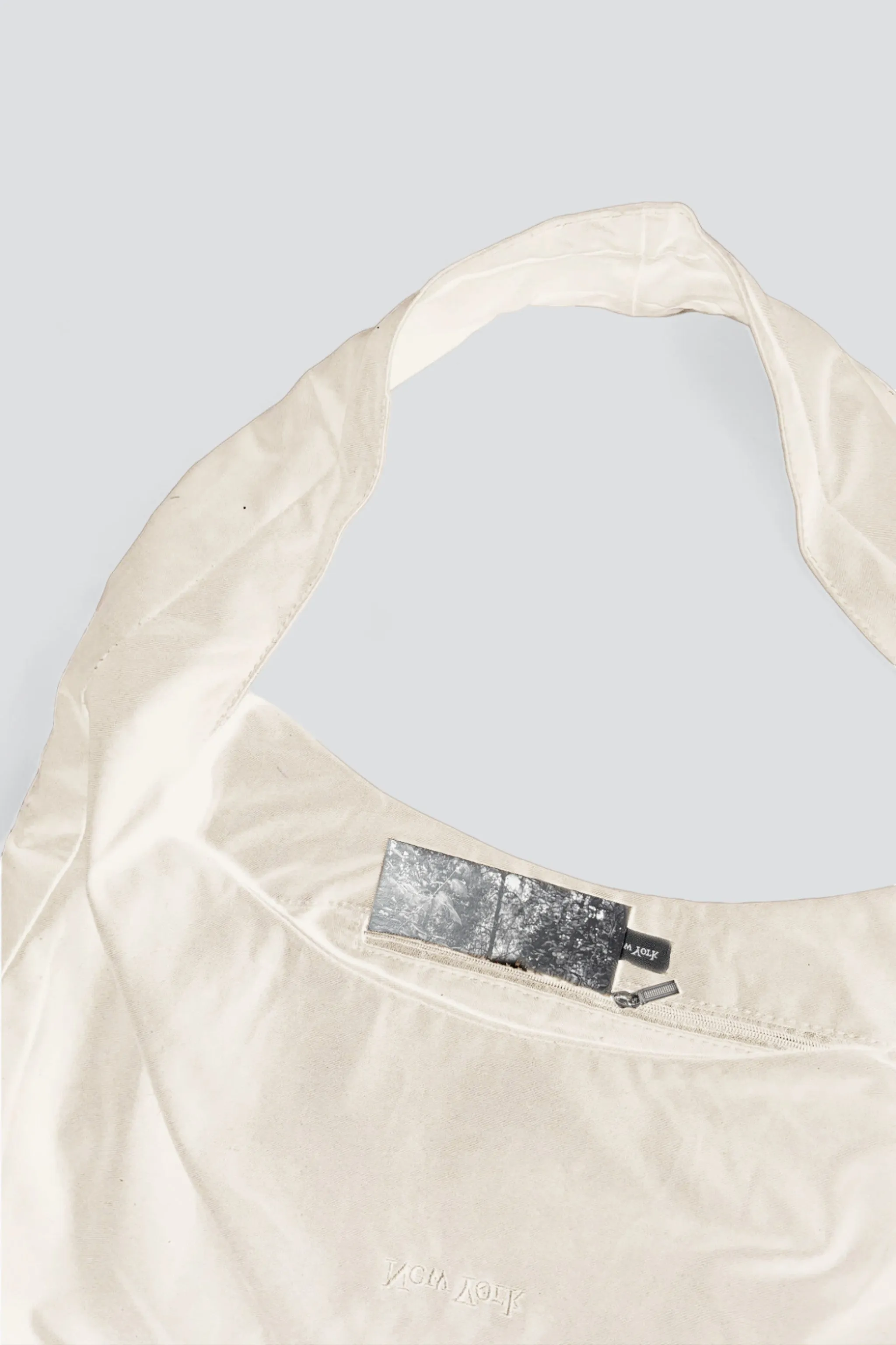 Nylon New York Logo Embroidered Sling Tote - Natural