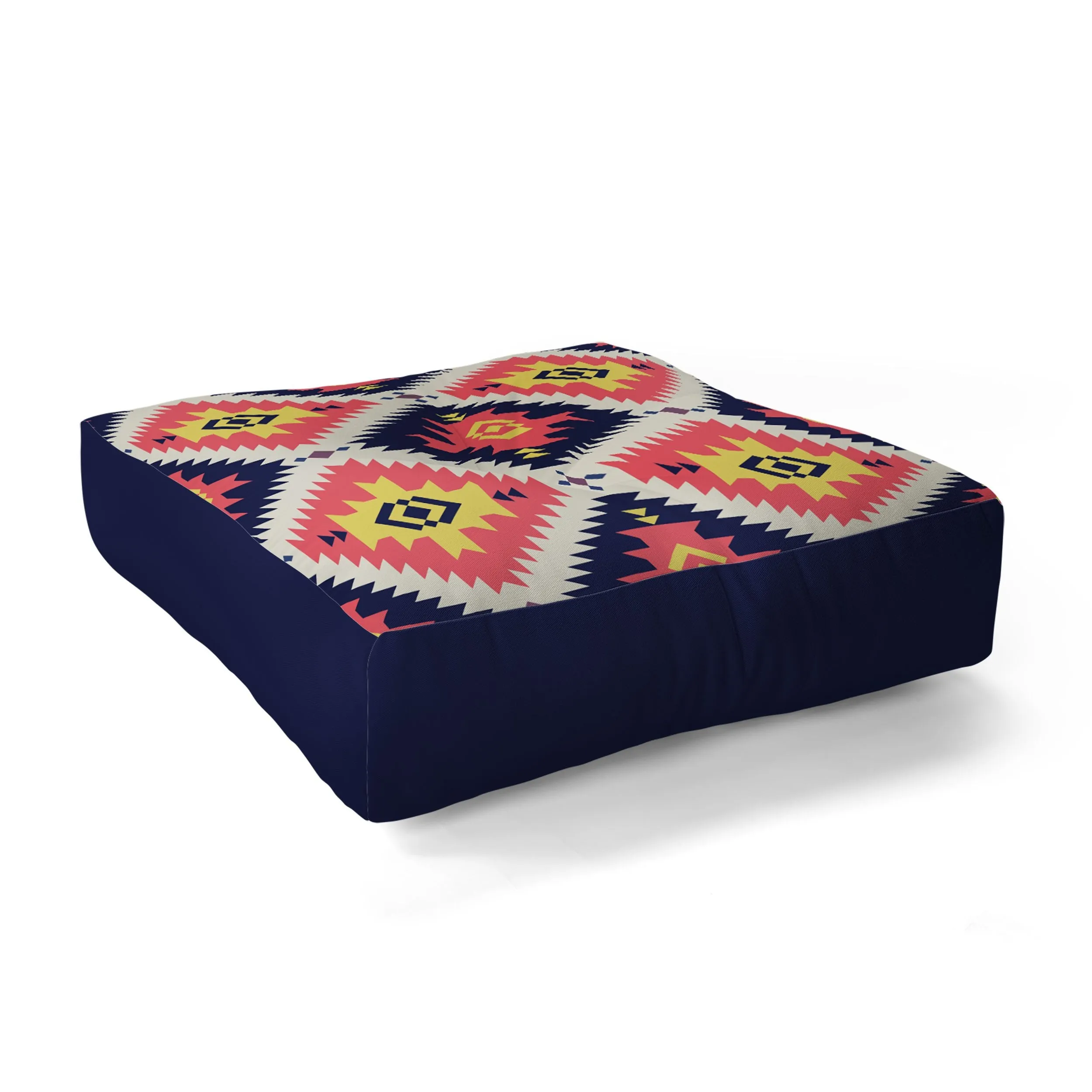 Ole Coral Cornerstone Aztec Print Floor Pouf Pillow Square (DS)