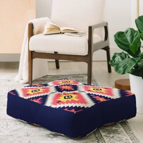 Ole Coral Cornerstone Aztec Print Floor Pouf Pillow Square (DS)