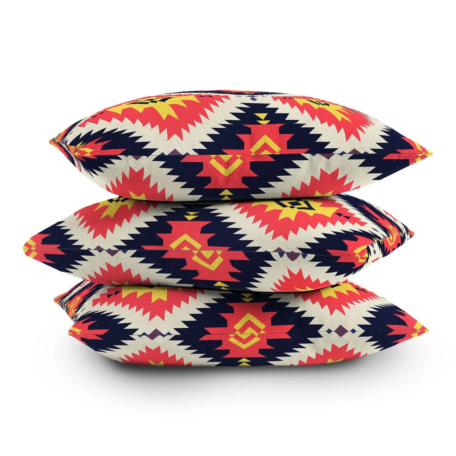 Ole Coral Cornerstone Aztec Print Indoor / Outdoor Throw Pillows (DS)