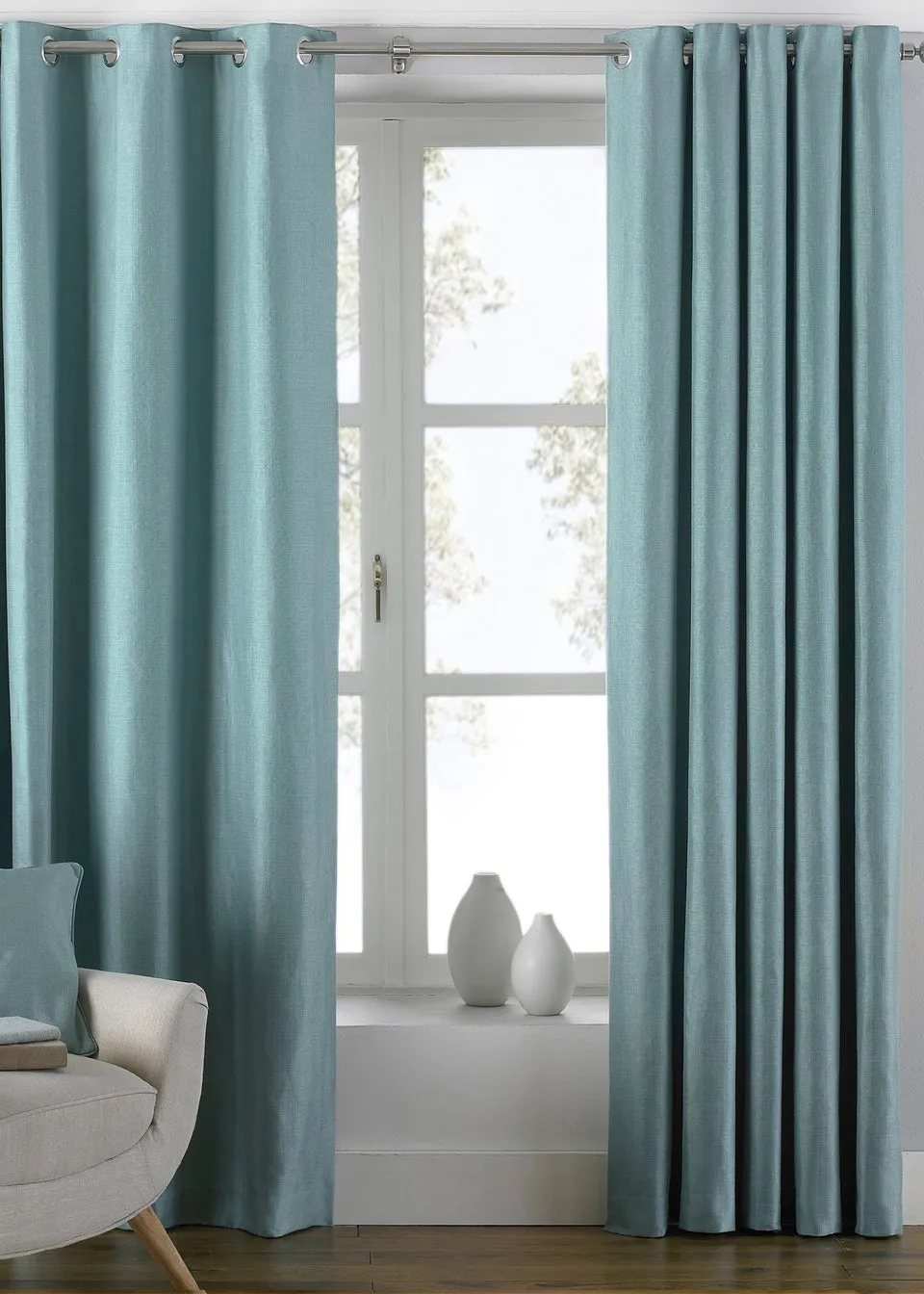 Paoletti Atlantic Twill Woven Eyelet Curtains