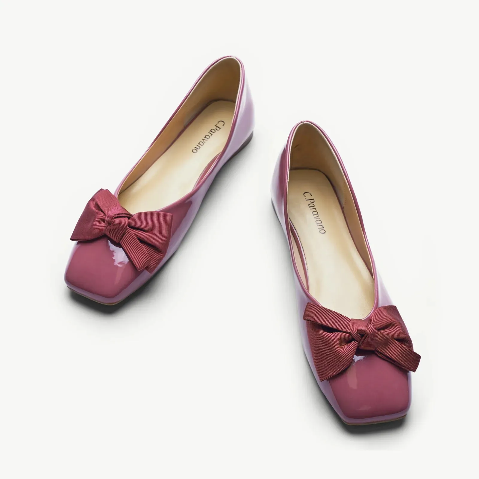 Patent Bow Ballerina Flats (Eva) Bean Red