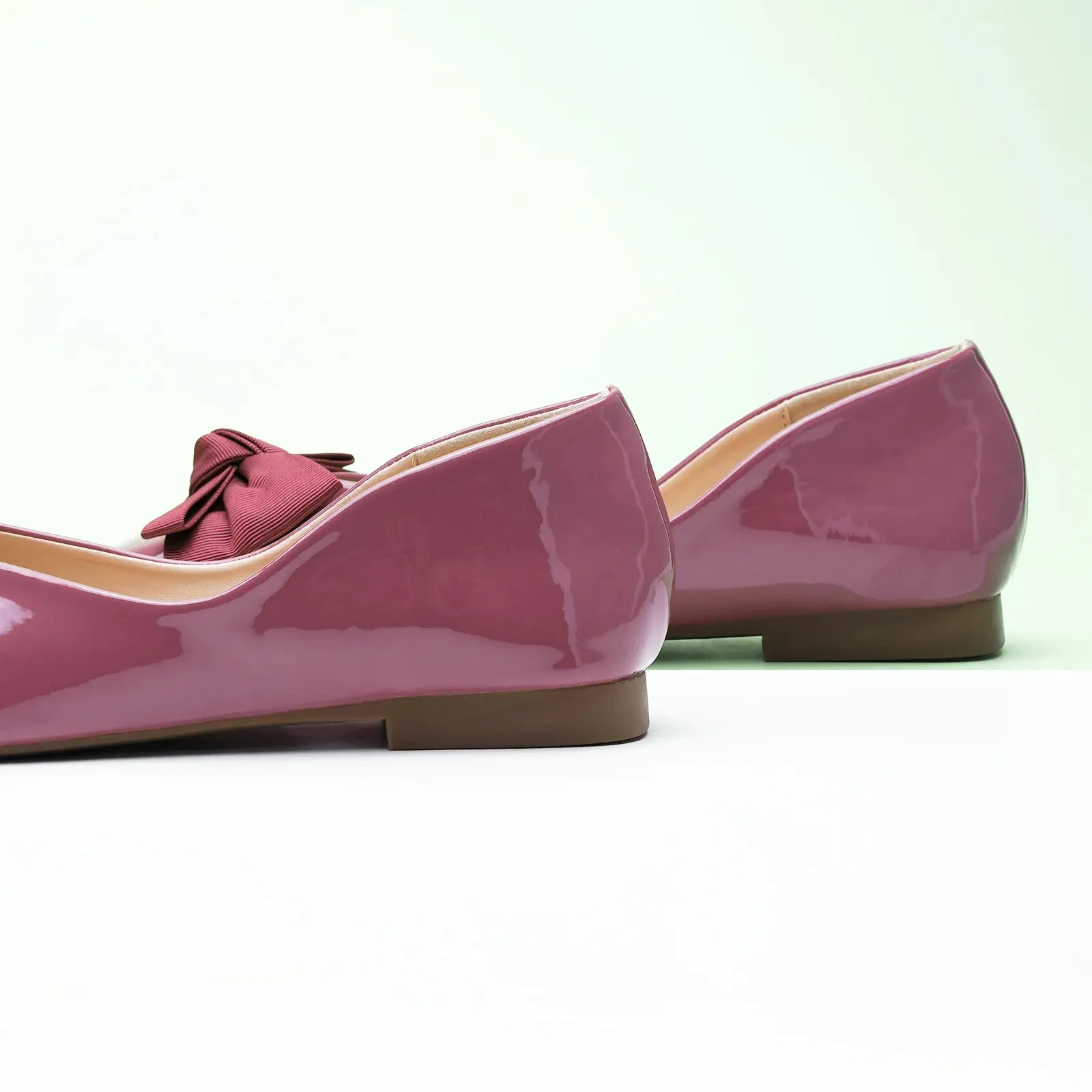 Patent Bow Ballerina Flats (Eva) Bean Red