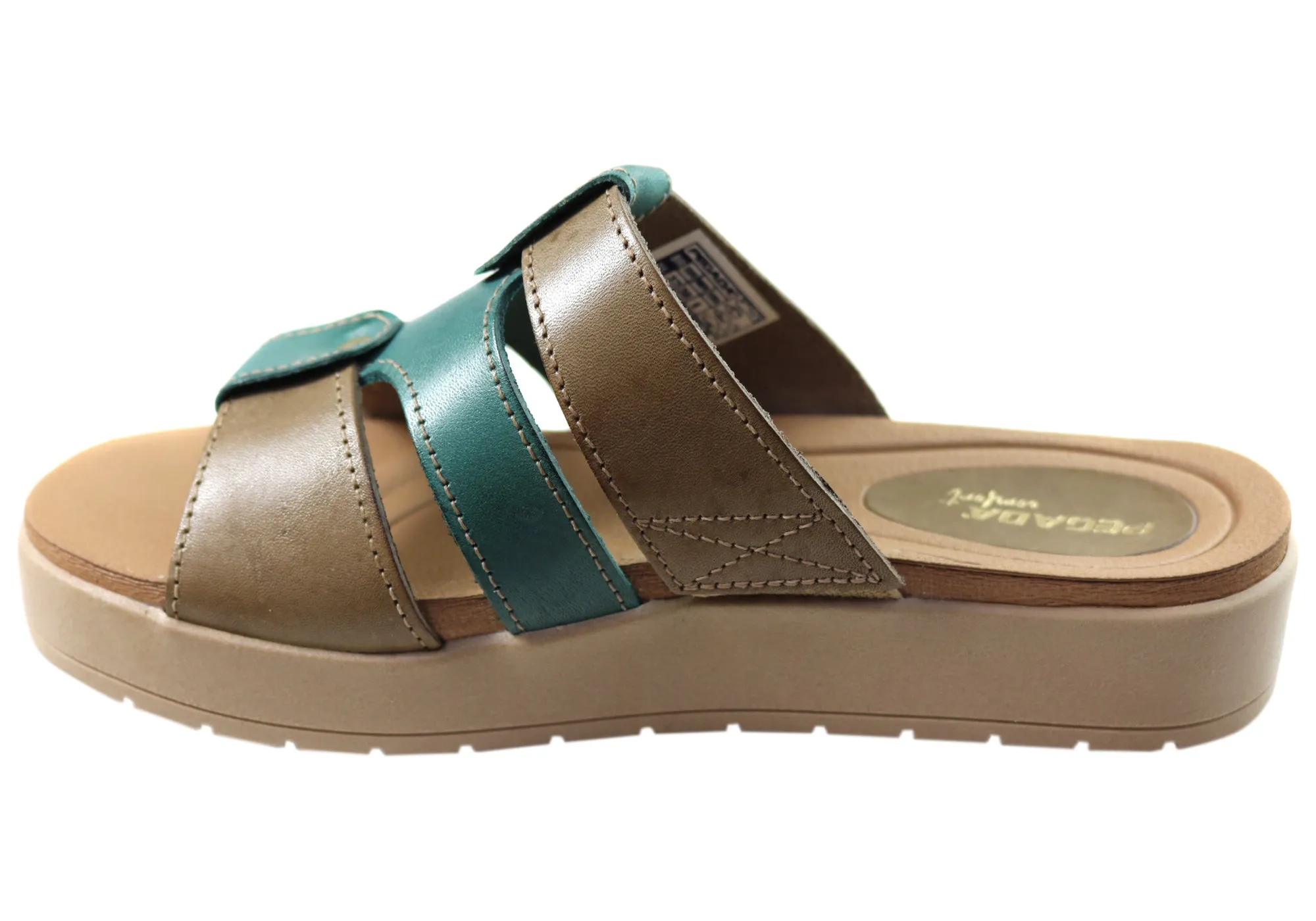 Pegada Dee Dee Womens Comfort Leather Slides Sandals Made In Brazil