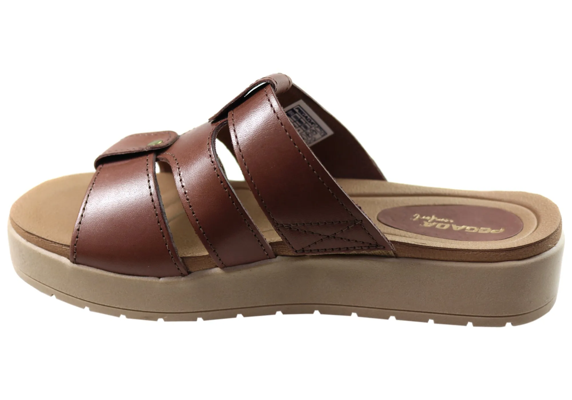 Pegada Dee Dee Womens Comfort Leather Slides Sandals Made In Brazil