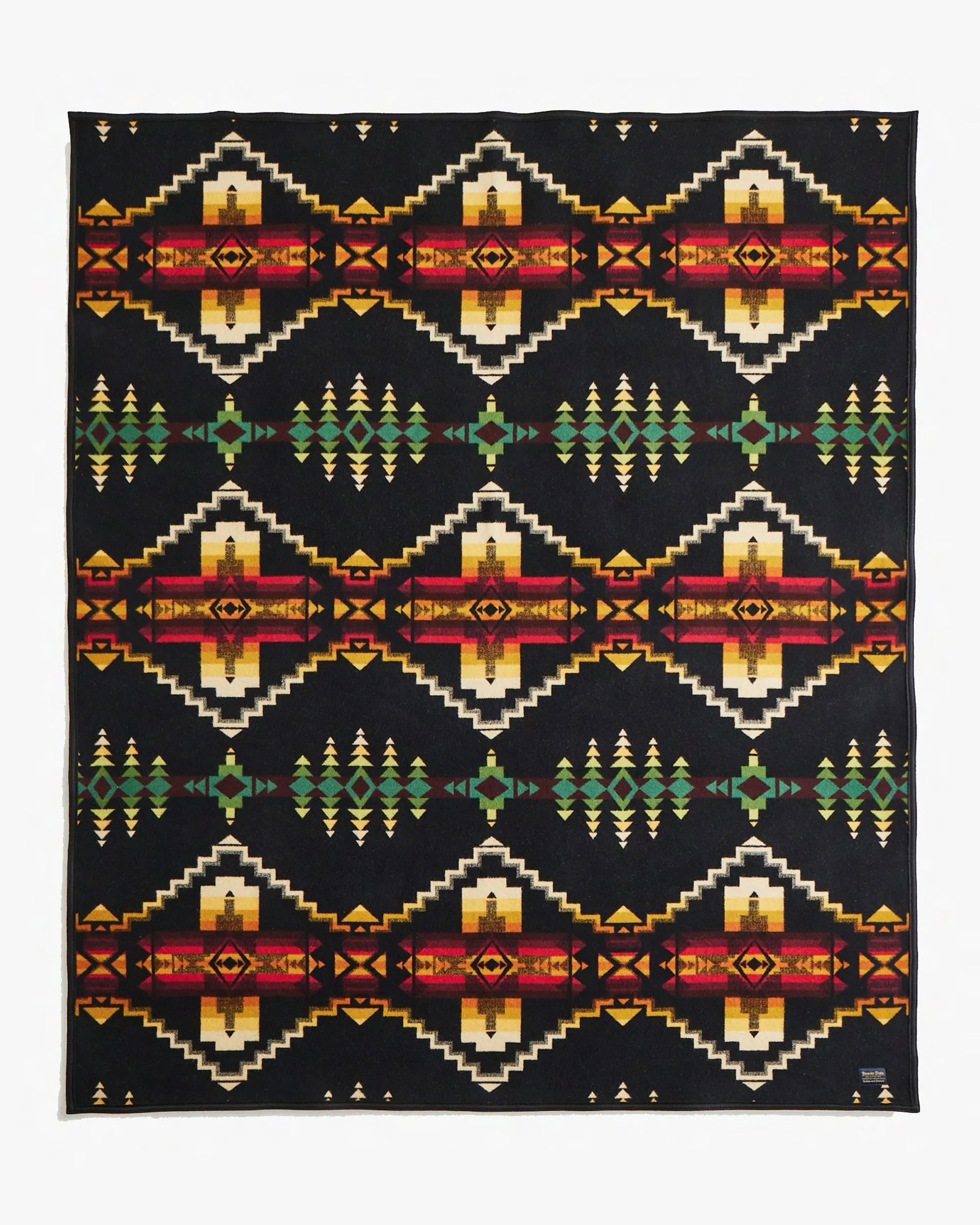 Pendleton Jacquard Napped Robe Wool Blanket - Four Corners