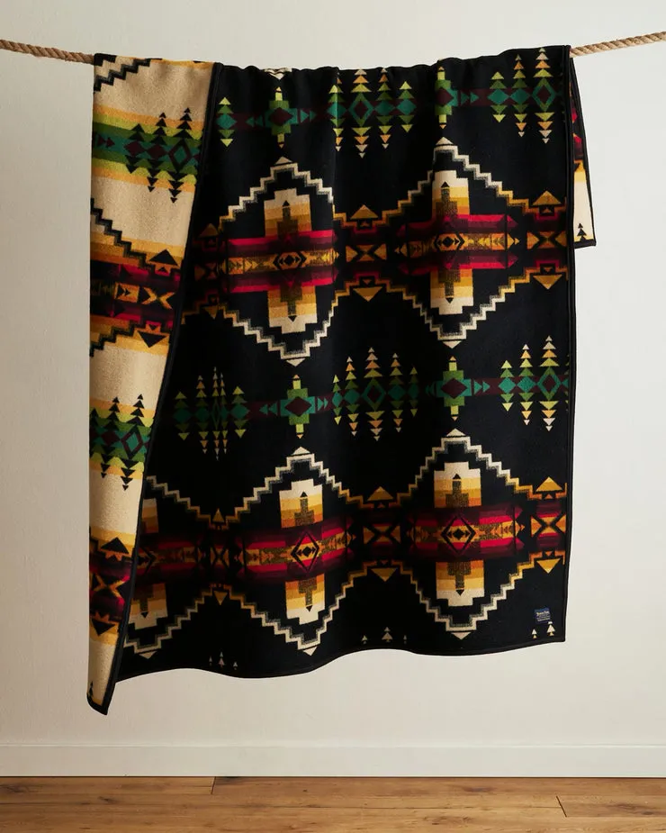 Pendleton Jacquard Napped Robe Wool Blanket - Four Corners