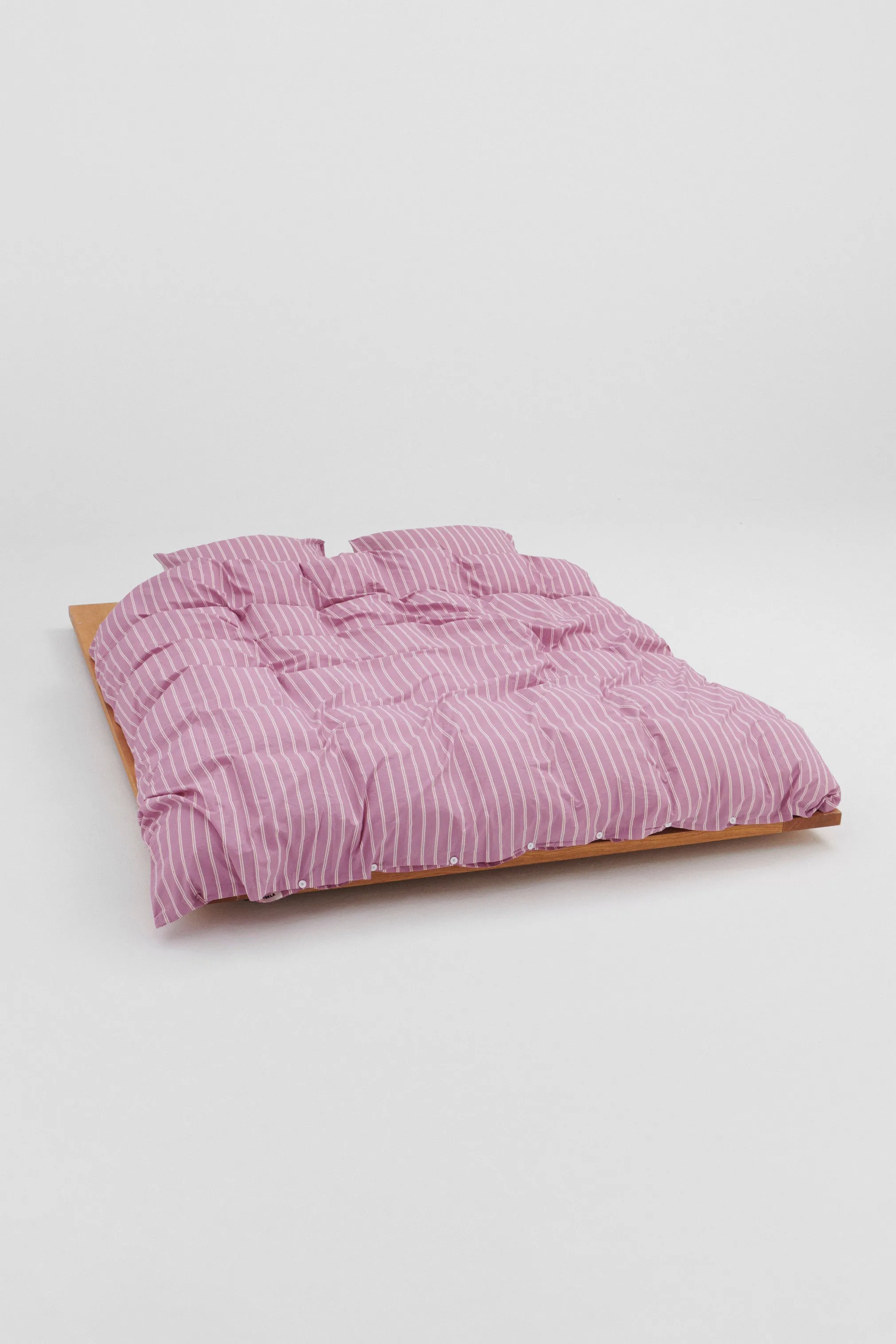 Percale Double Duvet Cover Mallow Pink Stripes