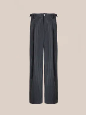 Pinstripe Pleated Trousers