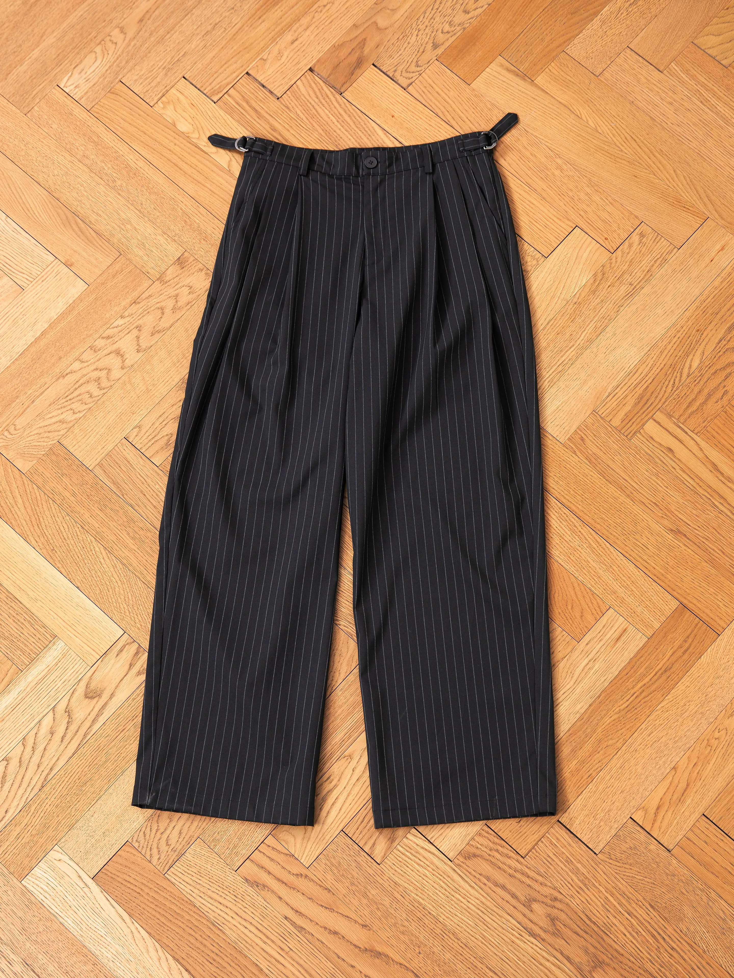 Pinstripe Pleated Trousers