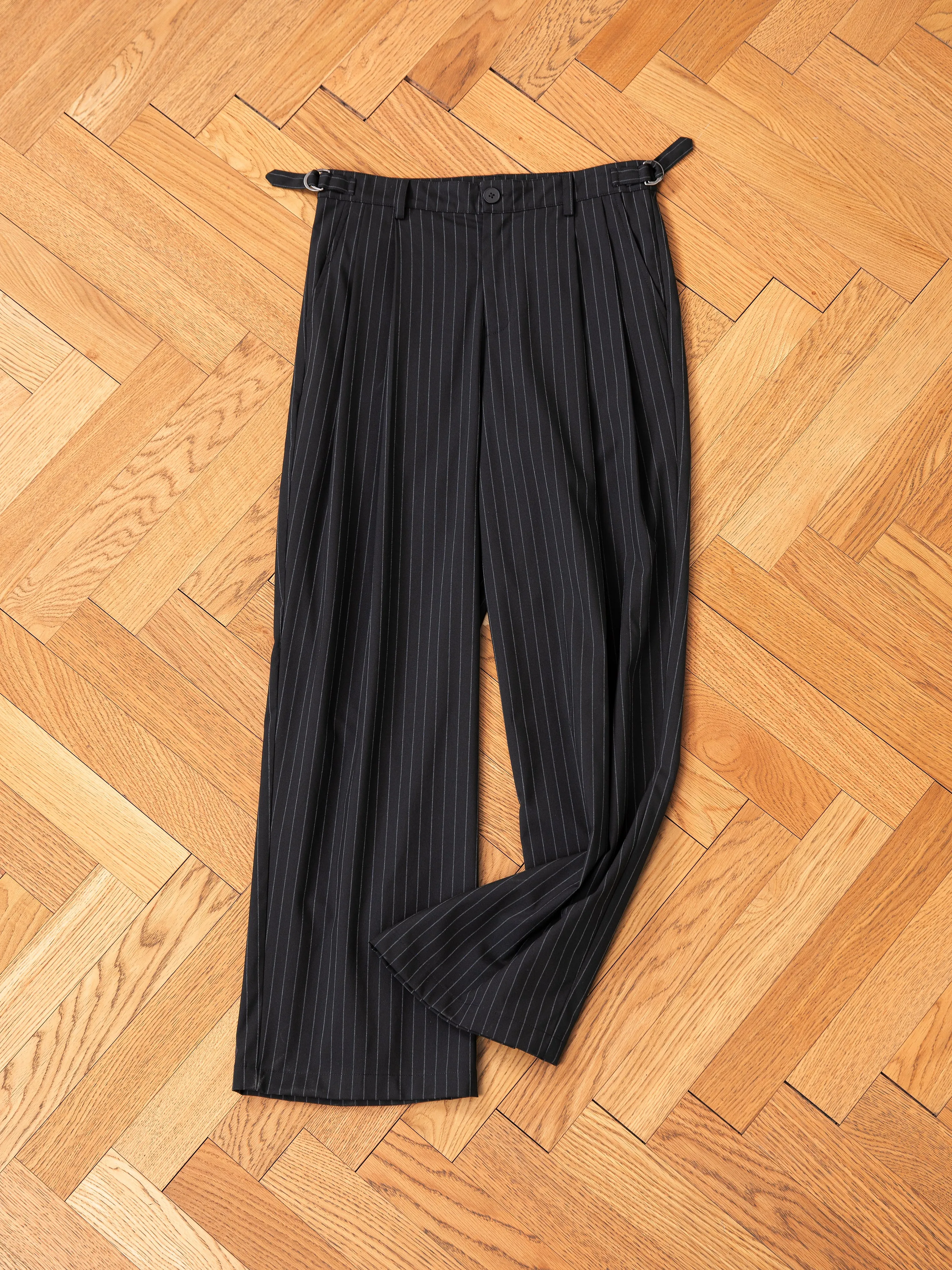 Pinstripe Pleated Trousers