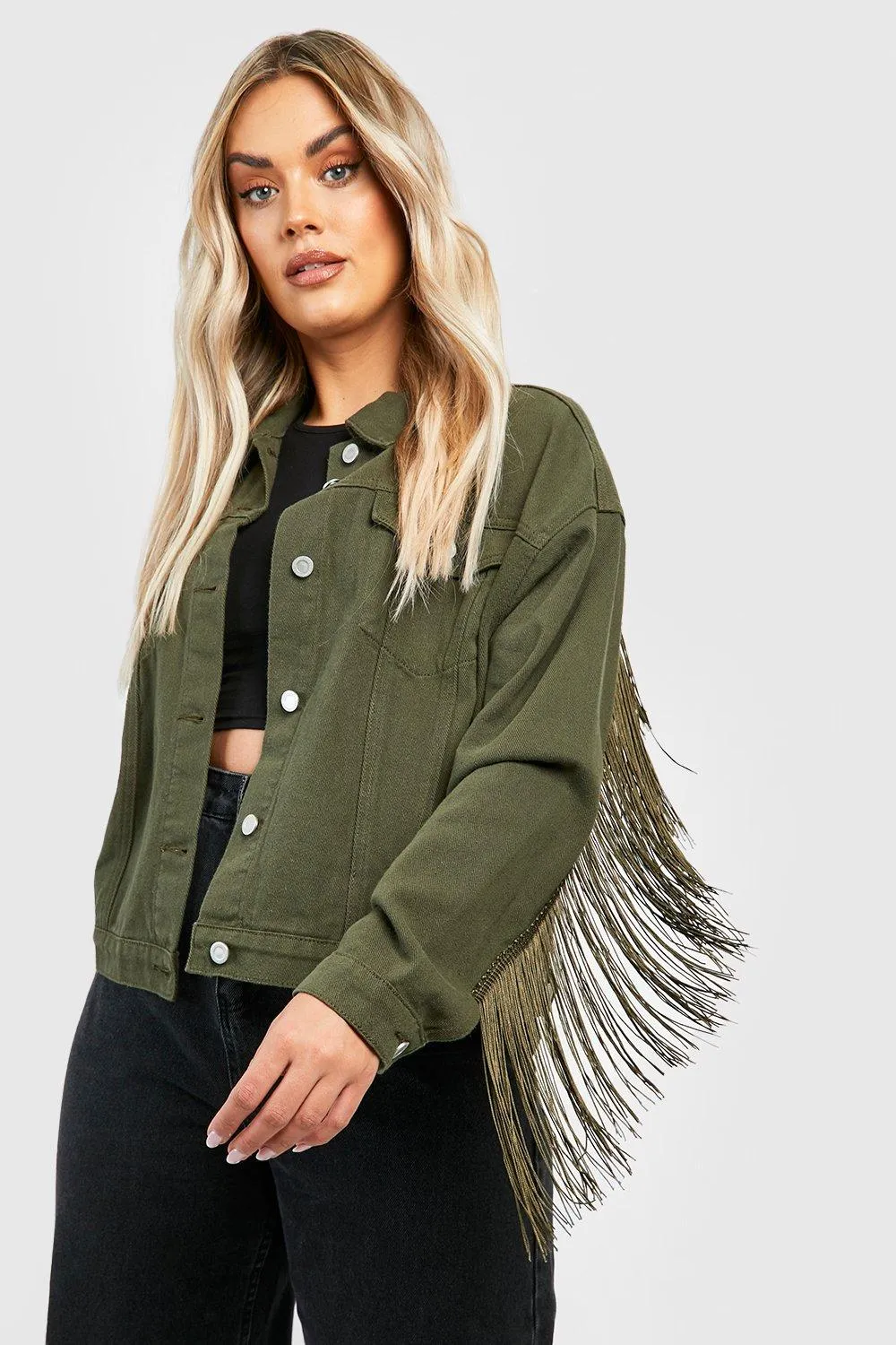 Plus Tassel Denim Jacket