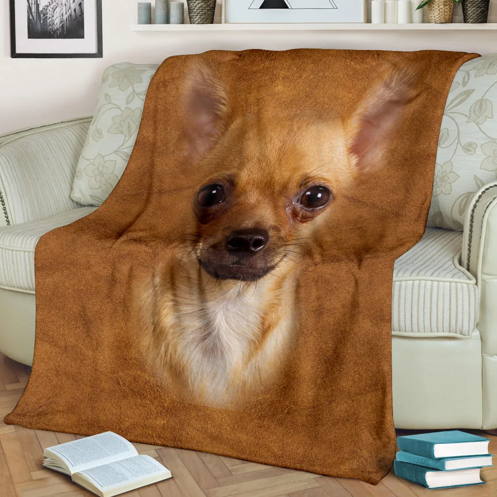 Premium Blanket Chihuahua 2 Face Hair