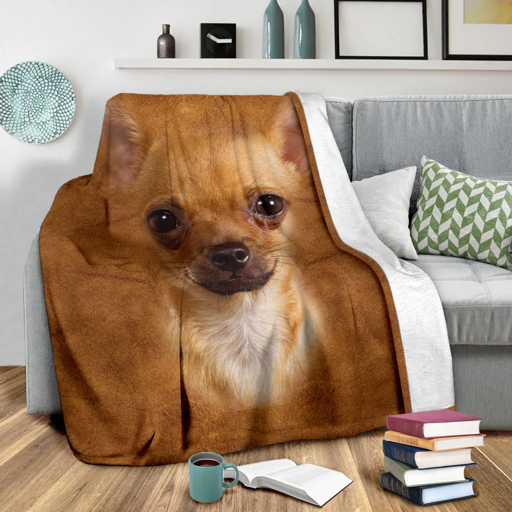 Premium Blanket Chihuahua 2 Face Hair