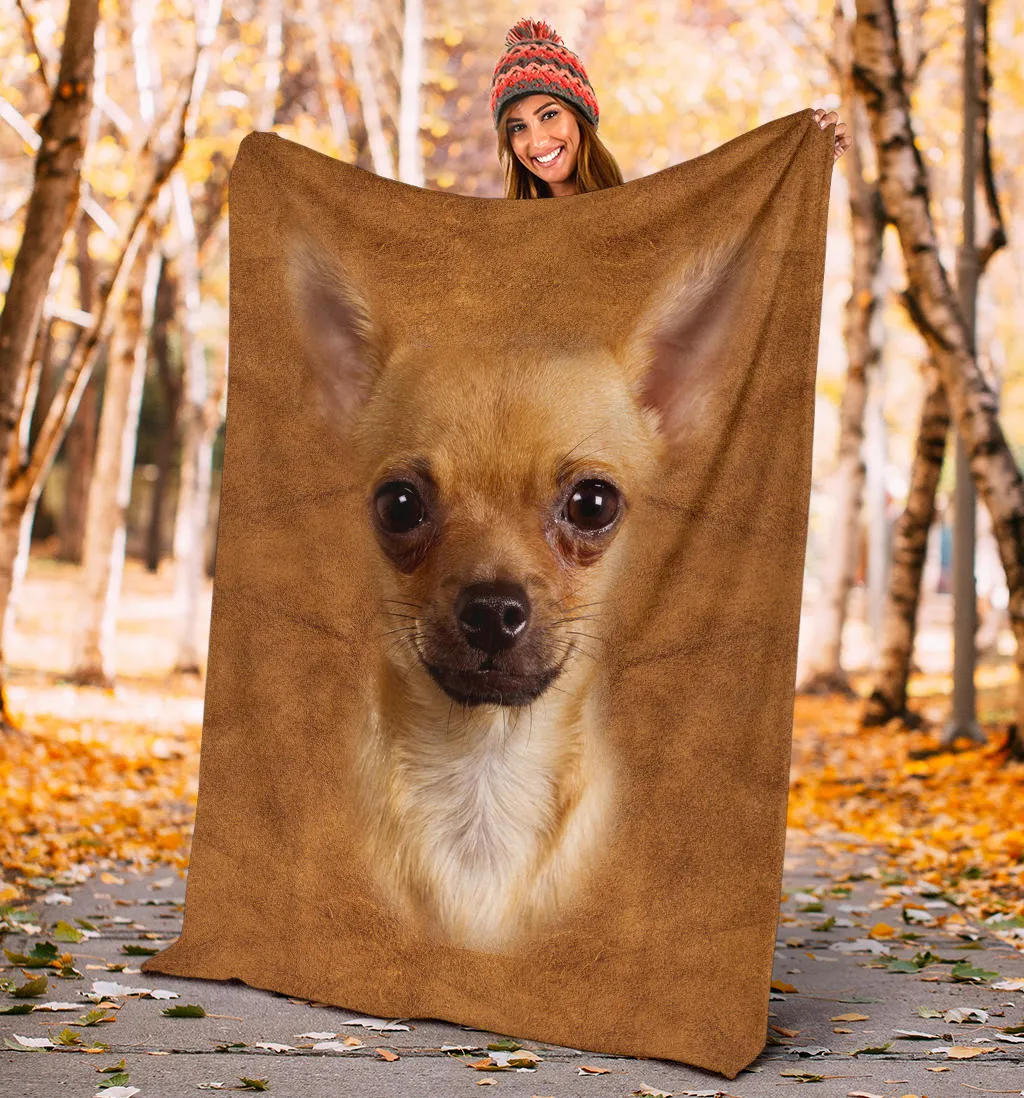 Premium Blanket Chihuahua 2 Face Hair