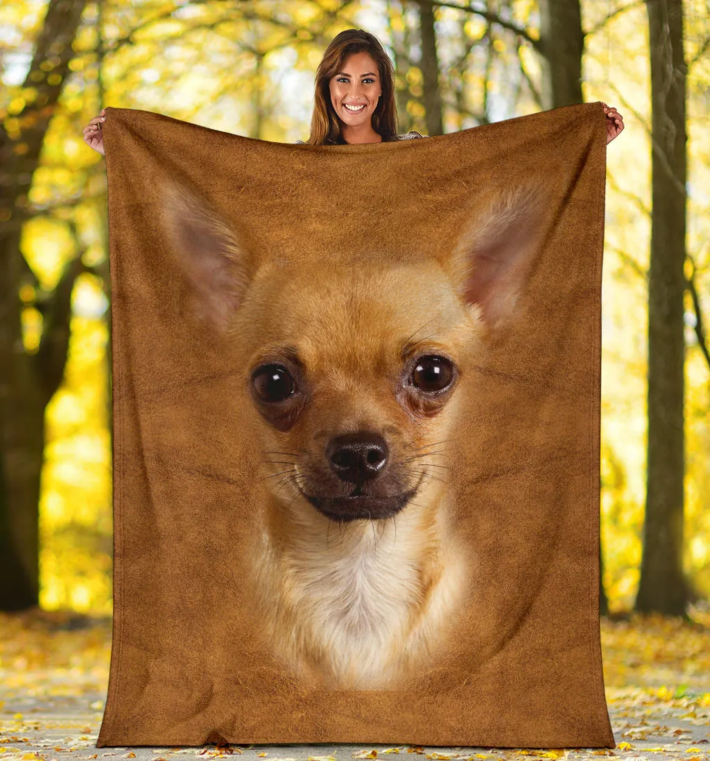 Premium Blanket Chihuahua 2 Face Hair