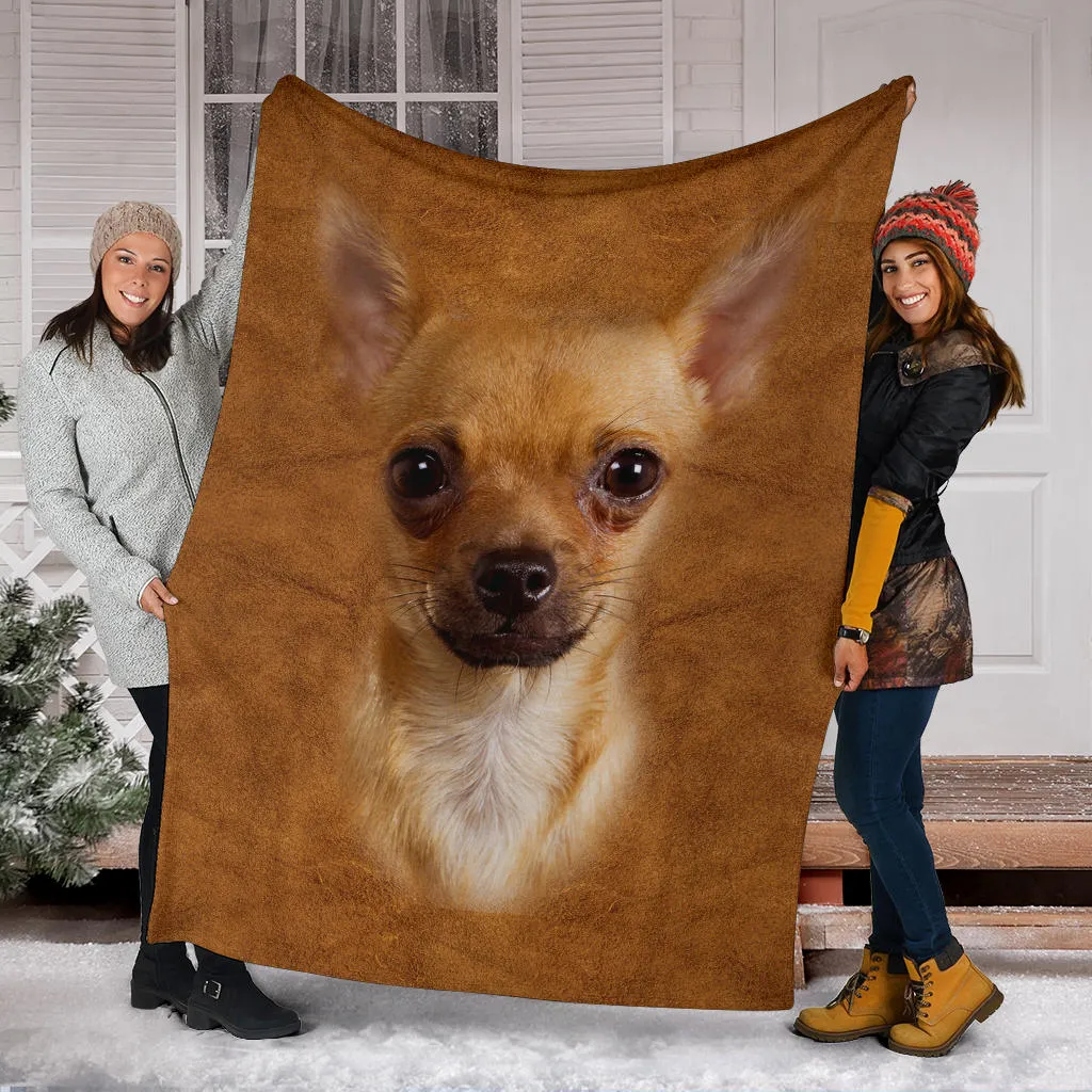 Premium Blanket Chihuahua 2 Face Hair