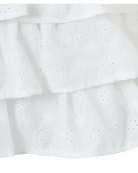 Product Name:  HiEnd Accents White Tiered Ruffled Eyelet Pillow