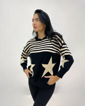 Pullover a righe con stelle