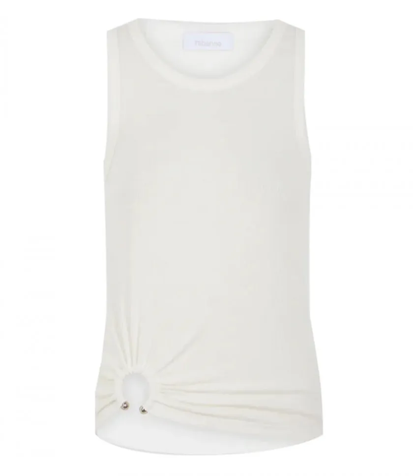 RABANNEWHITE TANK TOP WITH SIGNATURE PIERCING