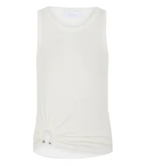 RABANNEWHITE TANK TOP WITH SIGNATURE PIERCING