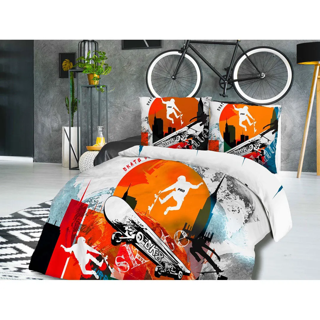 Ramdas White Orange Duvet Cover Set