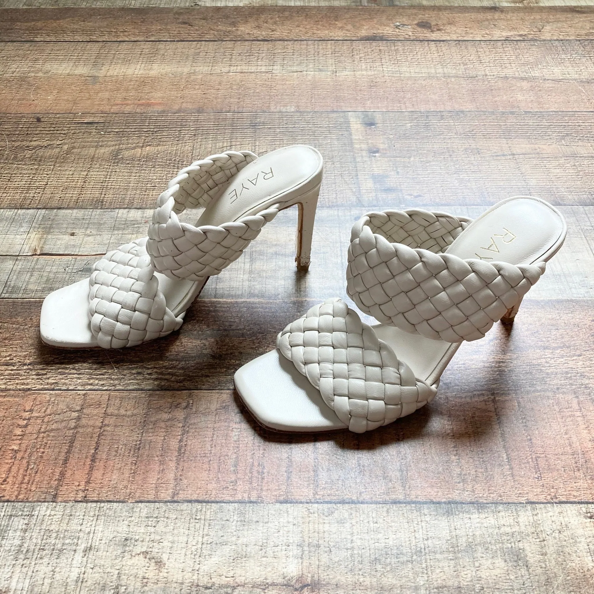 RAYE Cream Braided Double Strap Heeled Sandals- Size 7.5 (see notes)