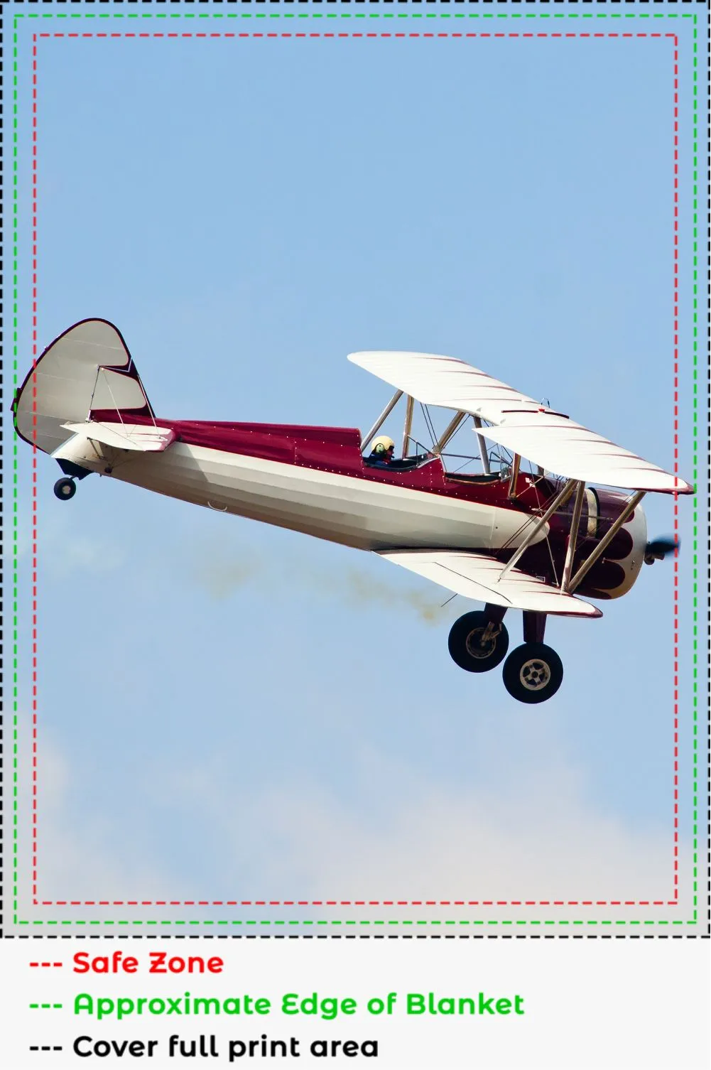 Red and White Stearman Biplane Blanket