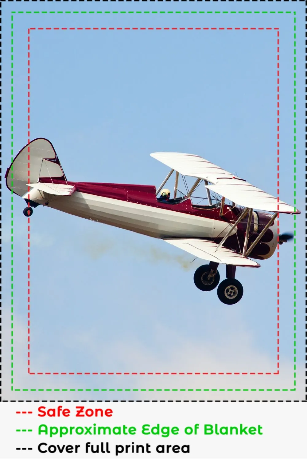 Red and White Stearman Biplane Blanket