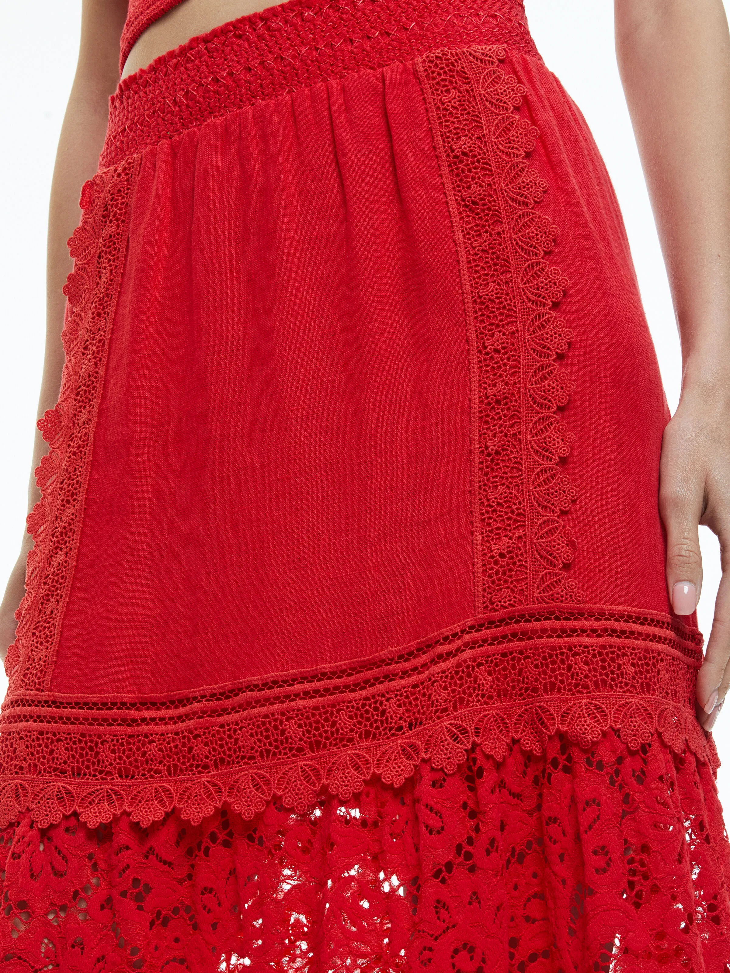 REISE EMBROIDERED TIERED MAXI SKIRT