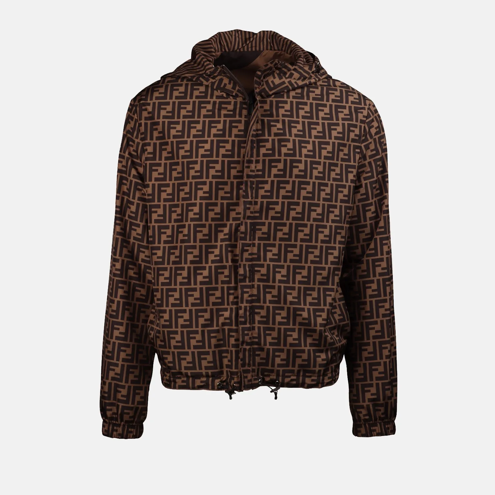 Reversible Brown Windbreaker with FF Pattern