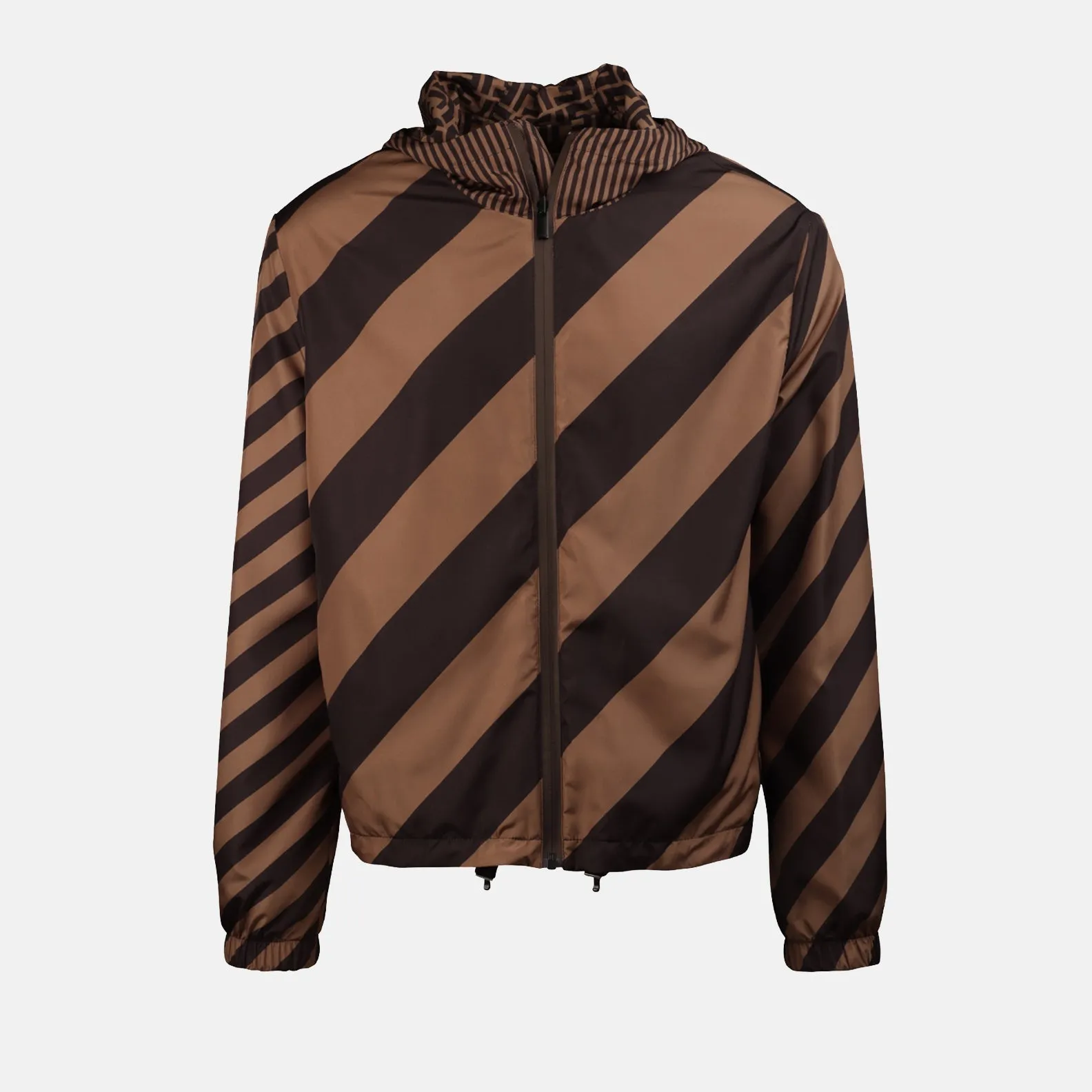 Reversible Brown Windbreaker with FF Pattern