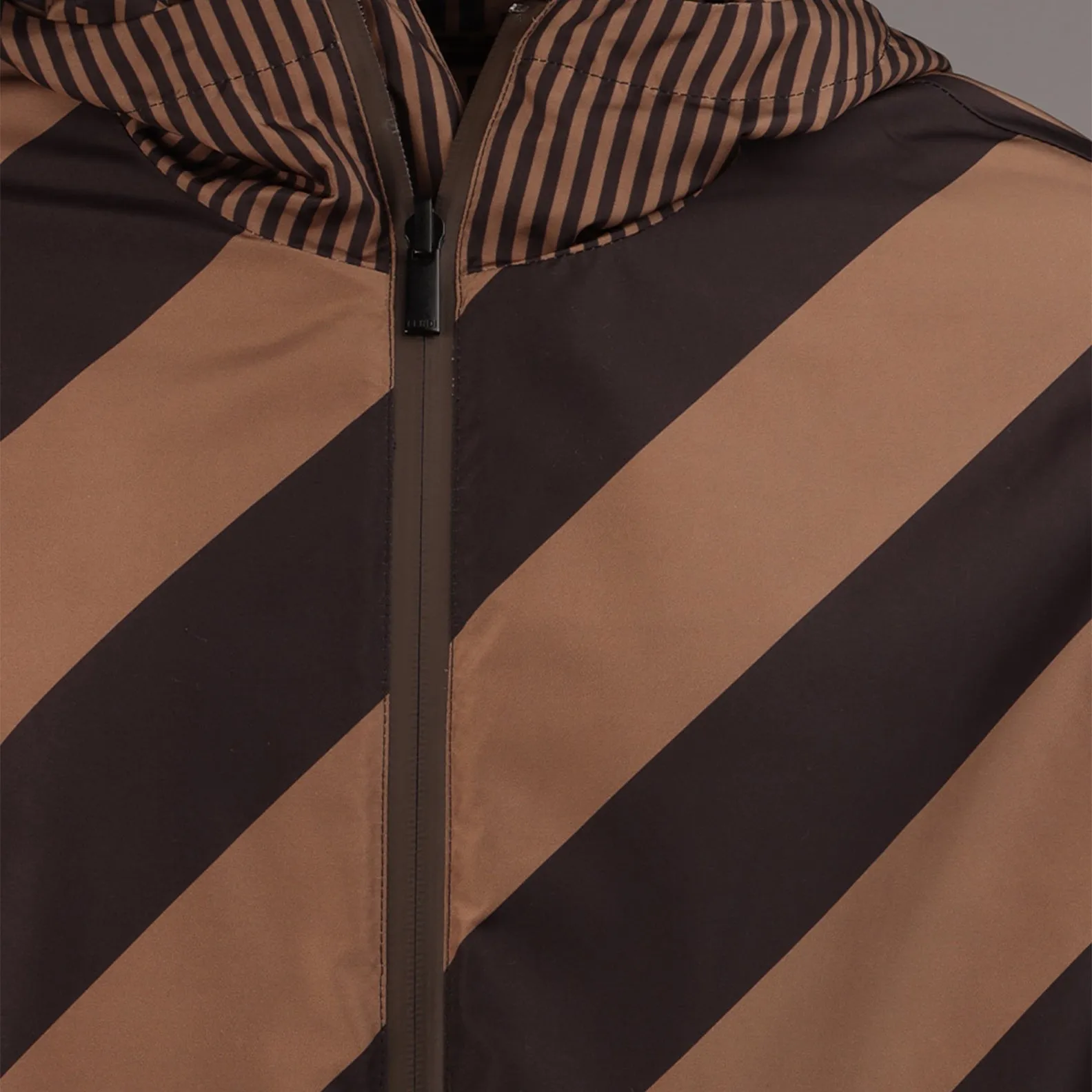 Reversible Brown Windbreaker with FF Pattern