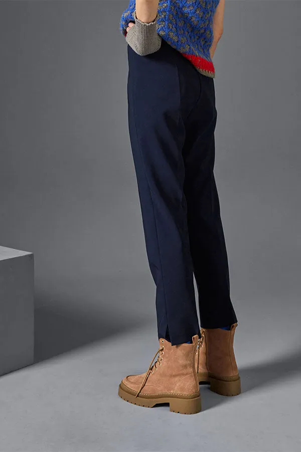 Rodier NAVY BLUE ELASTICATED CIGARETTE TROUSERS