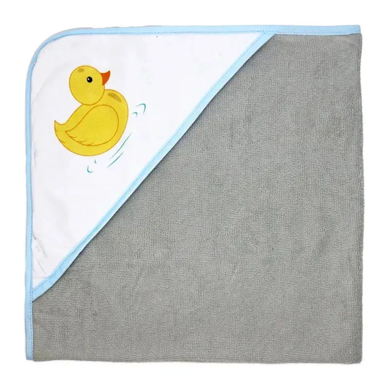 Rose Textiles - 3 Hooded Towels W/ 5 Washcloths, Aqua Duckies