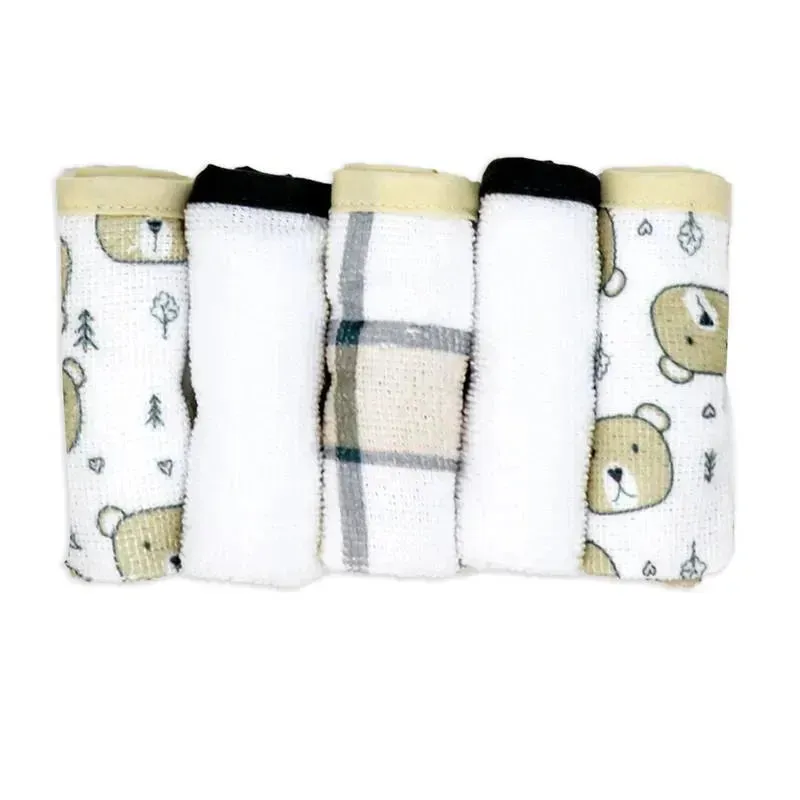 Rose Textiles - 3 Hooded Towels W/ 5 Washcloths, Bear