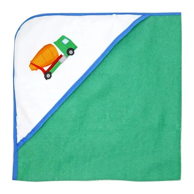 Rose Textiles - 3 Hooded Towels W/ 5 Washcloths:, Green Trucks