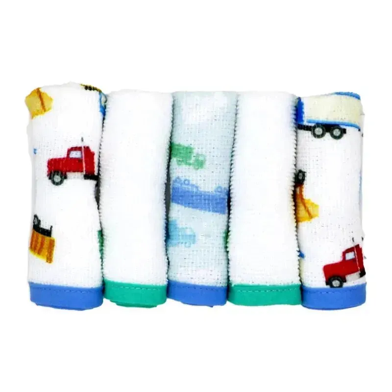 Rose Textiles - 3 Hooded Towels W/ 5 Washcloths:, Green Trucks