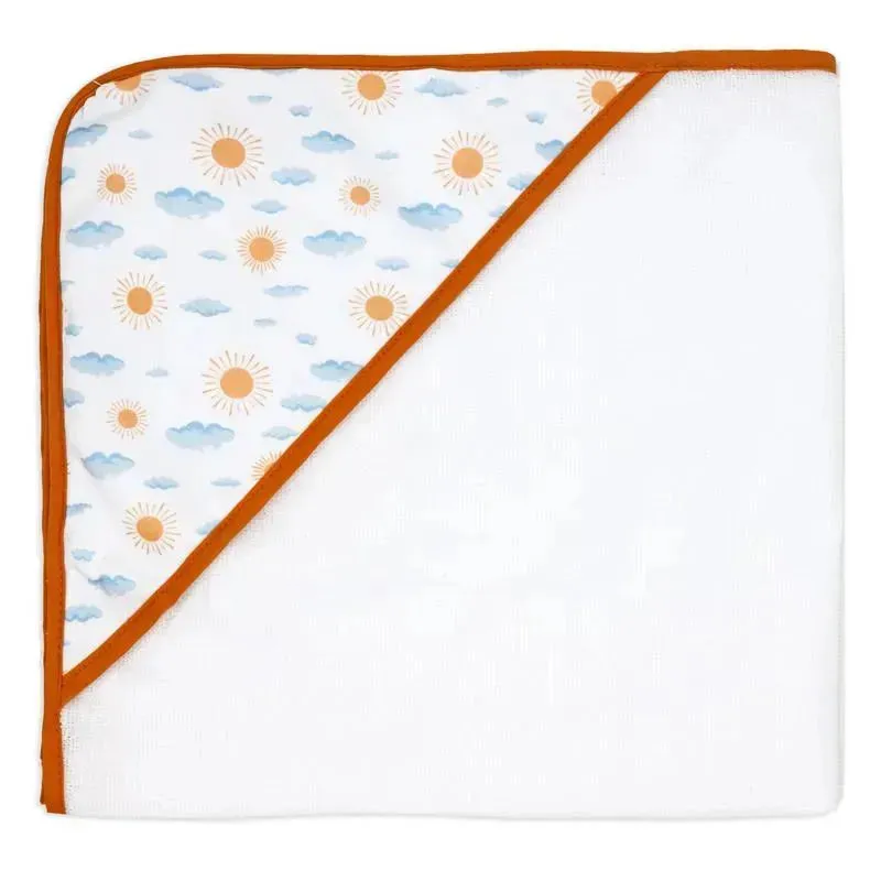 Rose Textiles - 3 Hooded Towels W/ 5 Washcloths, Peach Rainbows