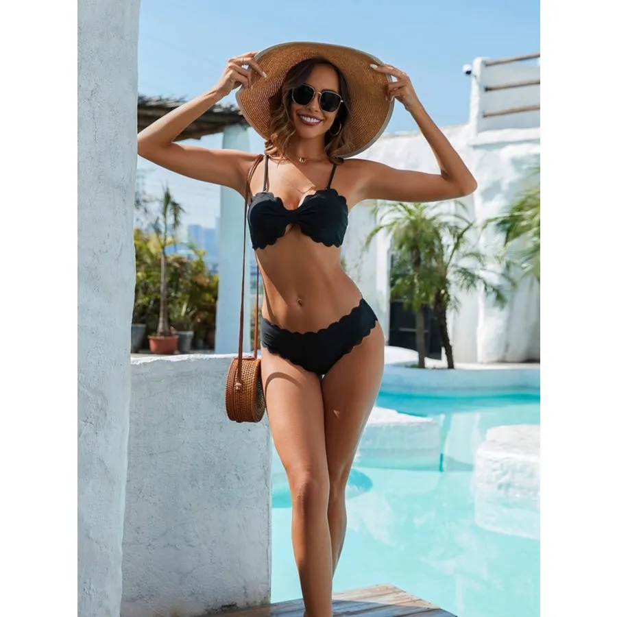 Ruched Spaghetti Strap Two-Piece Bikini Set