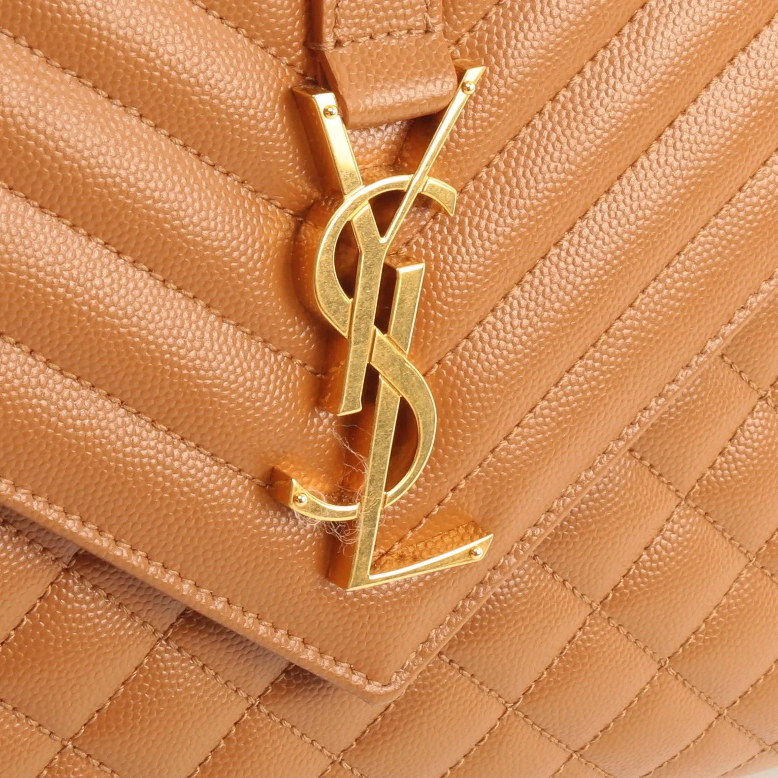 SAINT LAURENT Large Tri-quilt Envelope Flap Bag - Camel