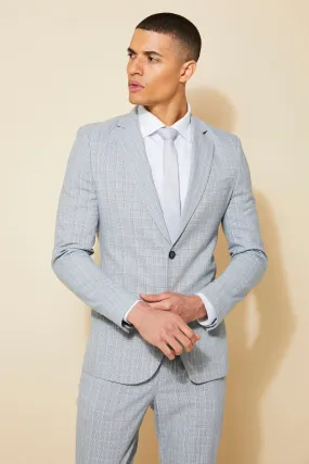 Skinny Single Breasted Check Suit Jacket