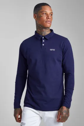 Slim Fit Man Long Sleeve Polo